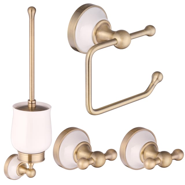 Paulgurkes - Bad-Accessoires Set Nostalgie Retro Keramik Bronze Messing Set
