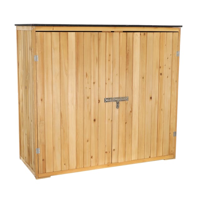 Gartenhaus mit Doppeltür in Naturfarbe Holz 136 x 58 x 127 cm Gerätehaus für den Garten Geräteschuppen Gartenschrank Geräteschrank - Wiltec