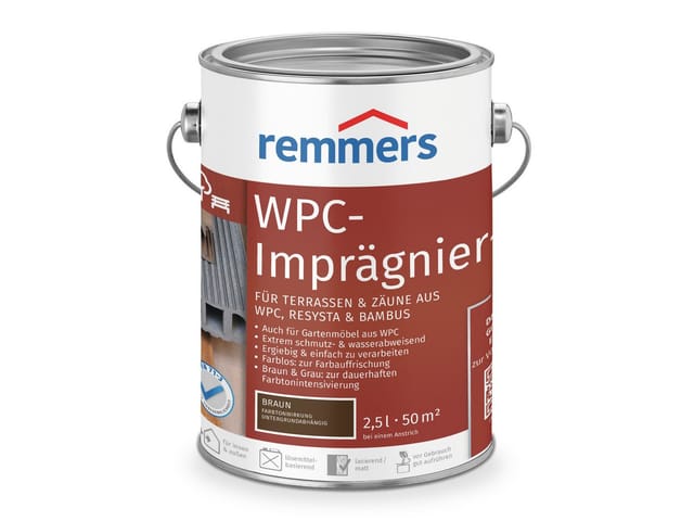 Remmers WPC-Imprägnier-Öl braun, 2,5 Liter, WPC Öl für innen und außen, für Terrassen, Zäune oder Gartenmöbel aus WPC, Resysta und Bambus geeignet