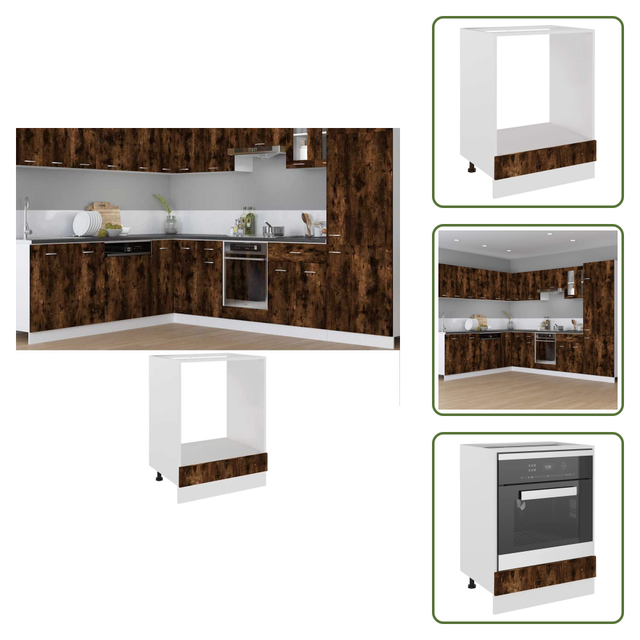 Herdumbauschrank Räuchereiche 60x46x81,5 Cm Holzwerkstoff - Herdumbauschrank - Backofenschrank - Küchenmöbel - Holzschrank - Esszimmertisch - The Living Store