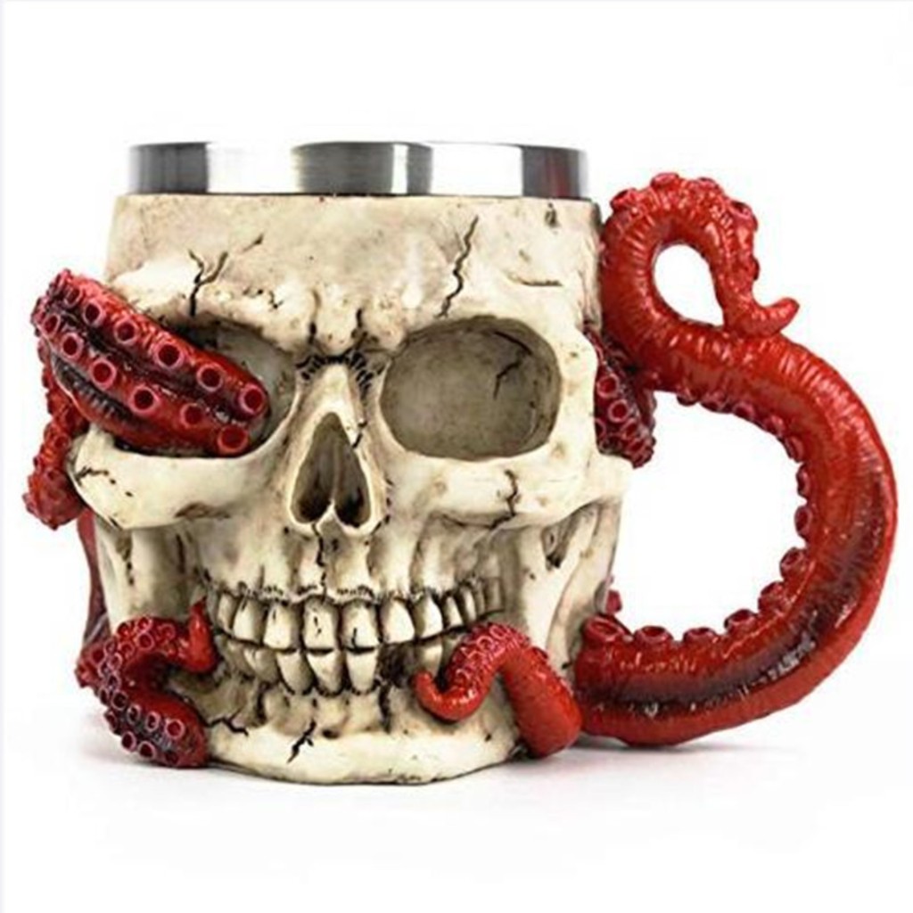 Stielglas In Totenkopfform Im Antik-stil, Stielglas In Oktopus-totenkopfform, Personalisierter Edelstahlbecher, Retro-barzubehör