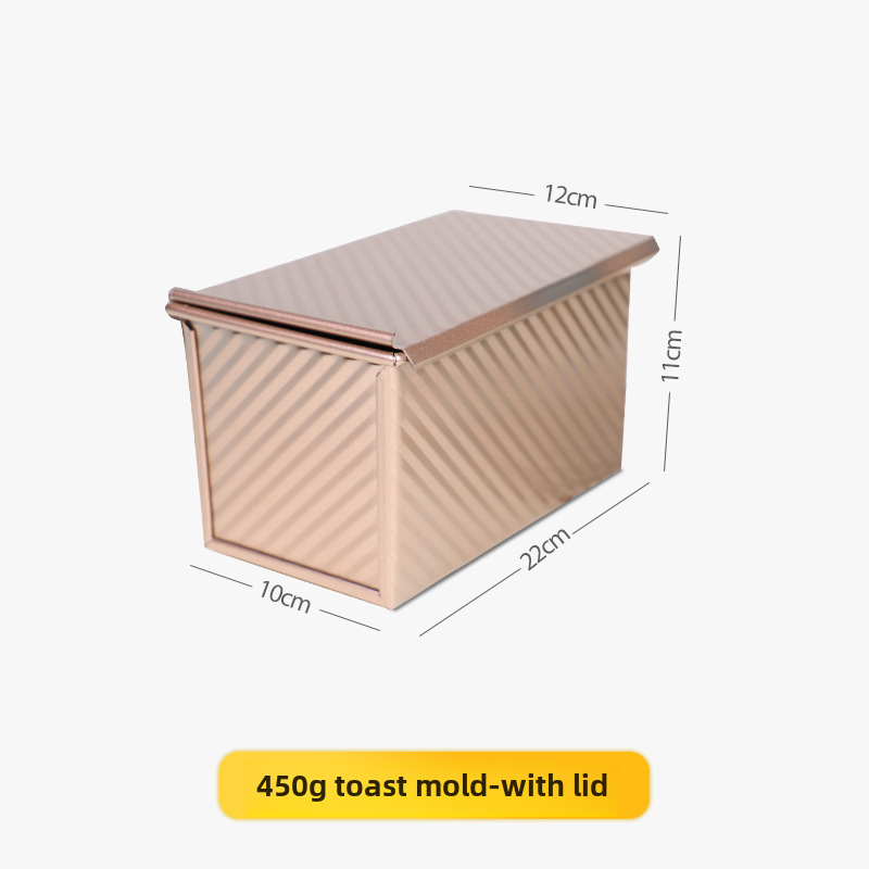 450g Wellentoastbox Mit Deckel, Tusi Antihaft-aluminiumlegierungsform, Brotform Aus Kohlenstoffstahl, Fabrik-großhandel (450g, Kohlenstoffstahl, Goldener Wellentoast)