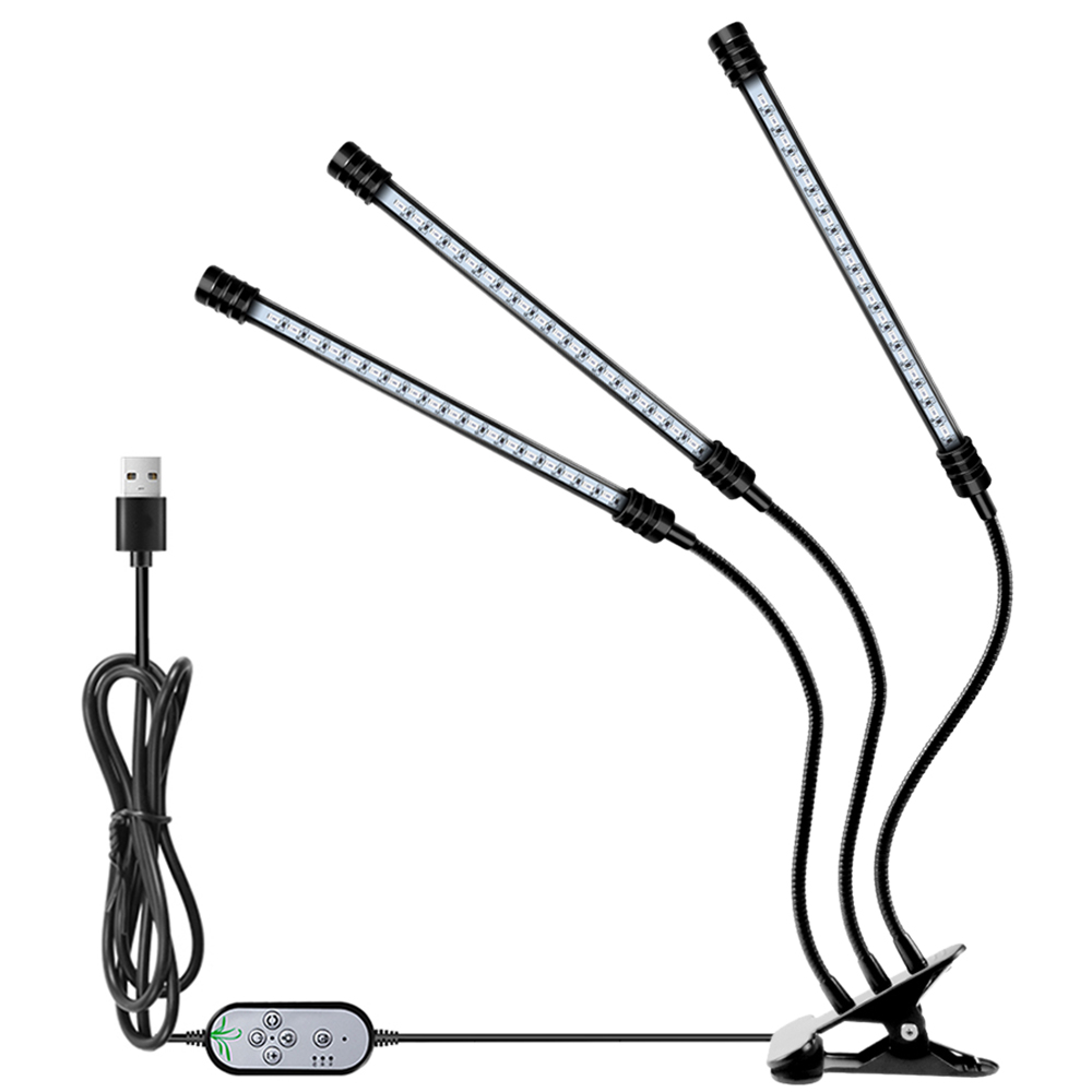 Usb-pflanzenlampe Für Zimmerpflanzen, Vollständiges Rot- Und Blauspektrum, Verstellbarer Winkel, Tischklemme, 5 Helligkeitsstufen, 4/8/12-stunden-timer