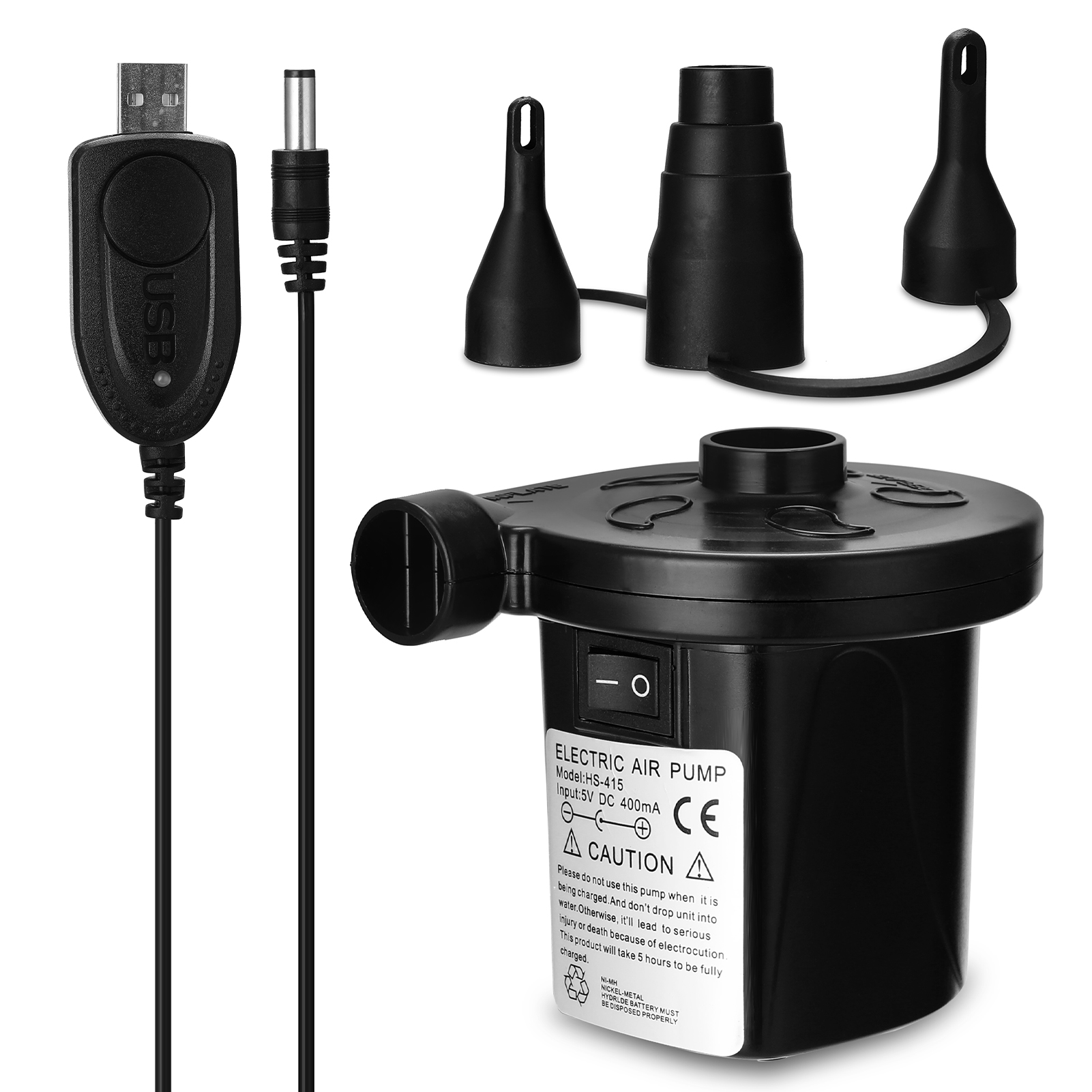 Schwarze, Wiederaufladbare, Tragbare Luftpumpe – Kompakt Und Praktisch, Ideal Für Zuhause, Camping Und Zum Aufpumpen Von Luftmatratzen Und -matten. Schnelles Und Sicheres Aufpumpen.