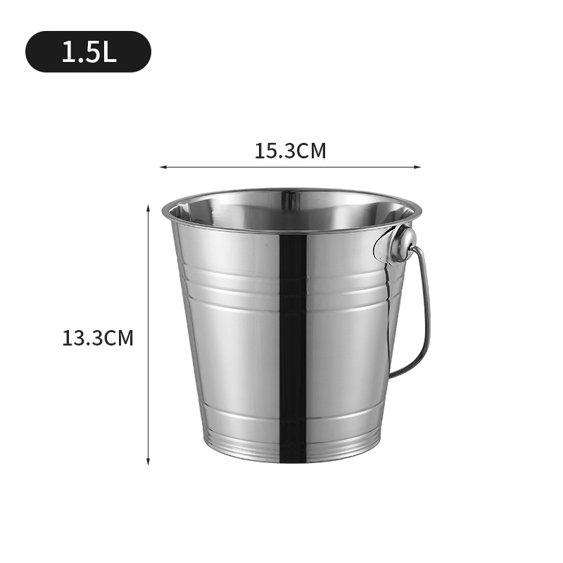 Eisbehälter Aus Edelstahl, Gewerblicher Eisbehälter Für Ktv-bars, Champagner Und Bier, Dickwandiger Und Tragbarer Eisbehälter (1,5 Liter Eisbehälter In Naturfarbe)
