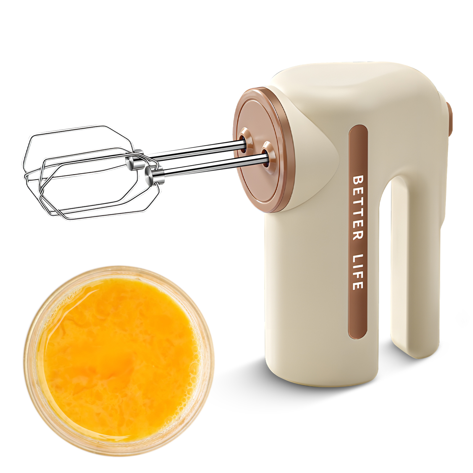 Elektrischer Handmixer Mit Doppelschneebesen, 5 Einstellbaren Geschwindigkeitsstufen, Aus Edelstahl 304, Tragbar Und Wiederaufladbar, Mit Ergonomischem Griff Zum Backen Und Kochen.