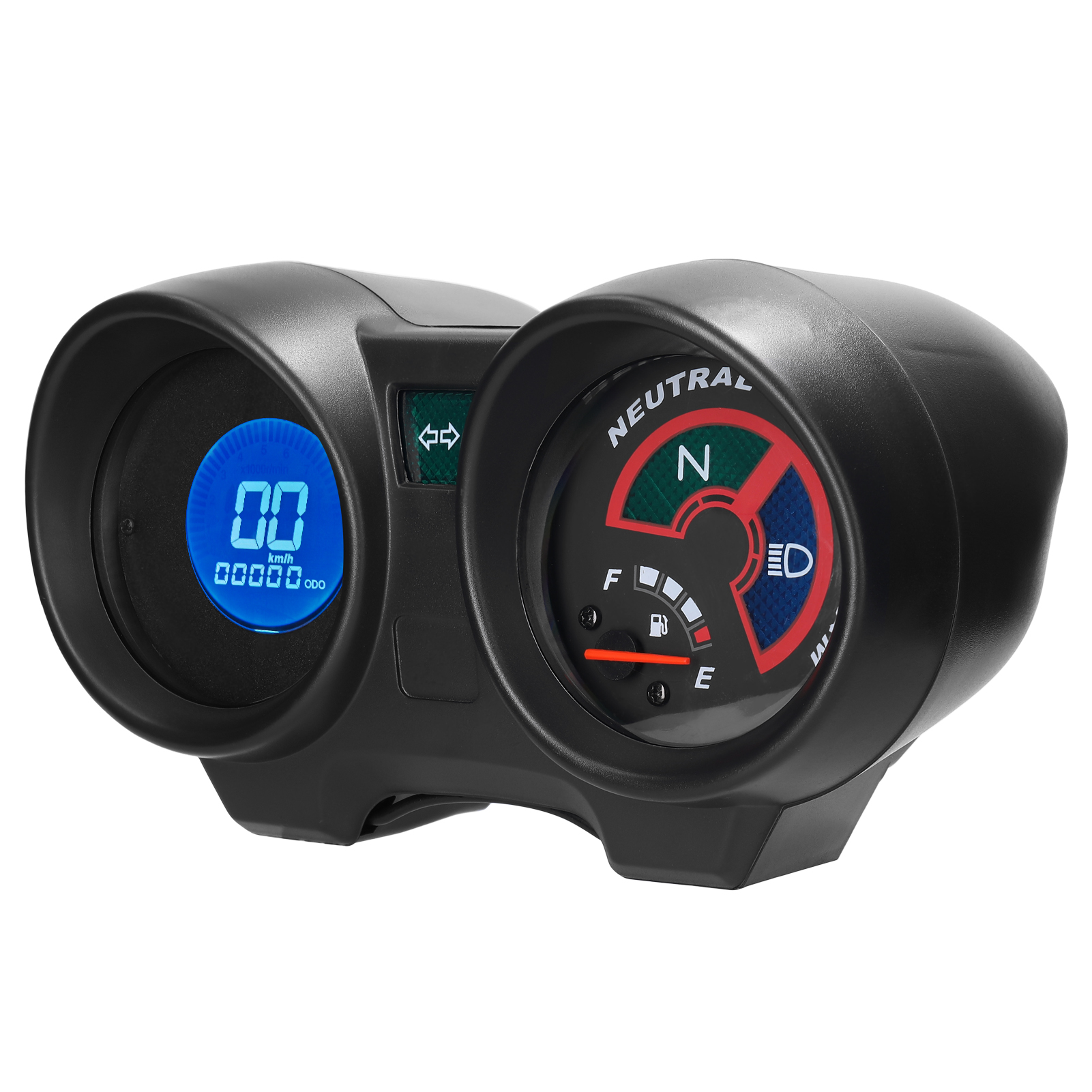 Motorrad-lcd-tachometer, Kilometerzähler, 10.000 U/min, 199 Km/h, Elektrischer Drehzahlmesser, Tankanzeige, 12 V, 7-farbige Hintergrundbeleuchtung, Km/h/mph-anzeige, Multifunktionsanzeige