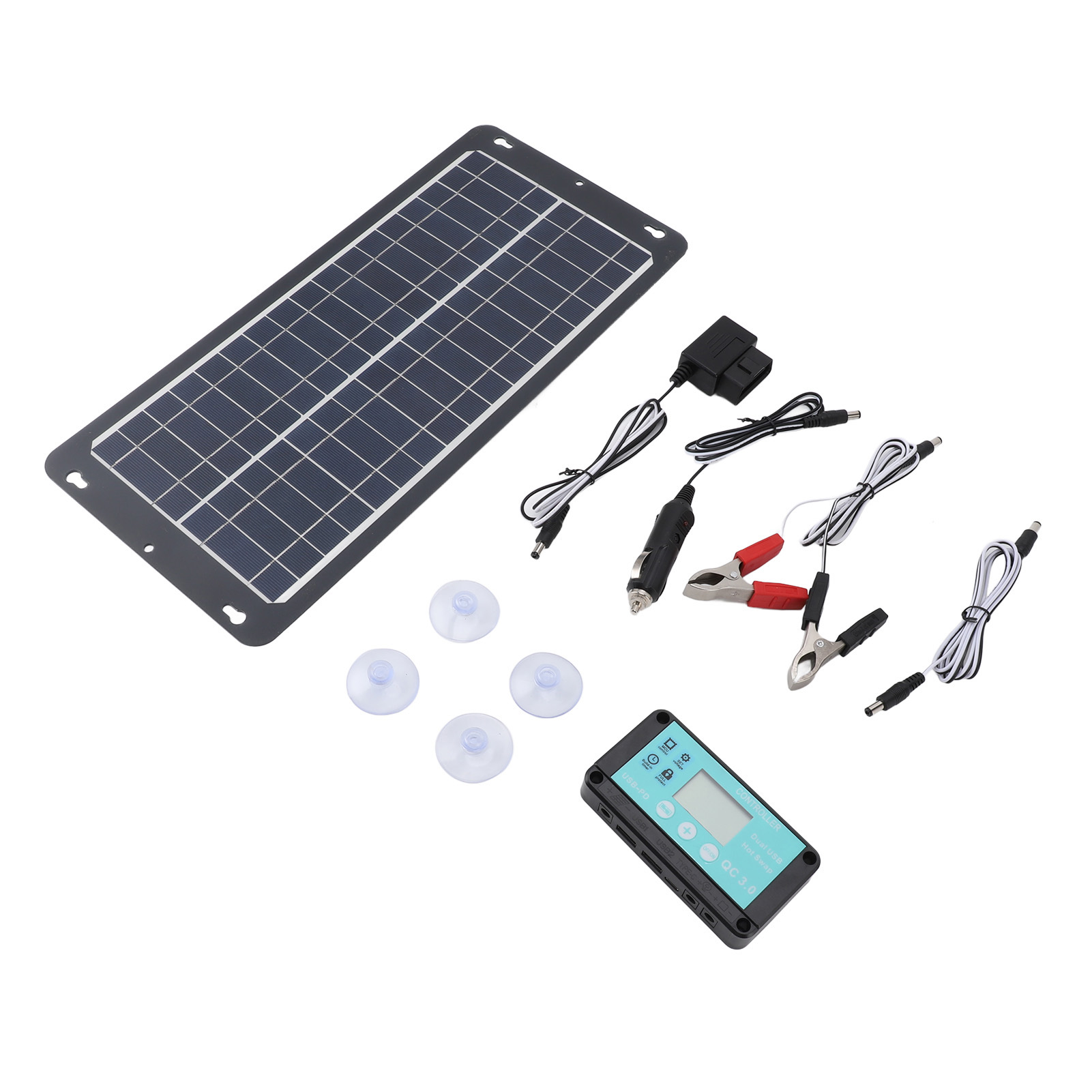 30-w-solarpanel-kit Mit Zwei Usb-typ-c-anschlüssen, Dc-solarladepanel, Wasserdichtem 12v/24v-mppt-regler Und Obd-regler.