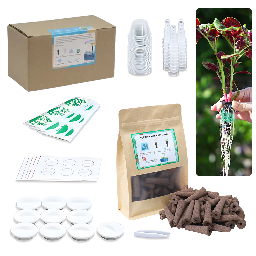 161-teiliges Hydroponik-anbauset, Hydroponik-pflanzsystem, Erdloser Anbau, 30 Anzuchtschwämme, 30 Anzuchtkörbe, 30 Anzuchtkuppeln, 30 Kapselaufkleber, 30 Anzuchtkuppelaufkleber, 10 Lochabdeckungen, 1