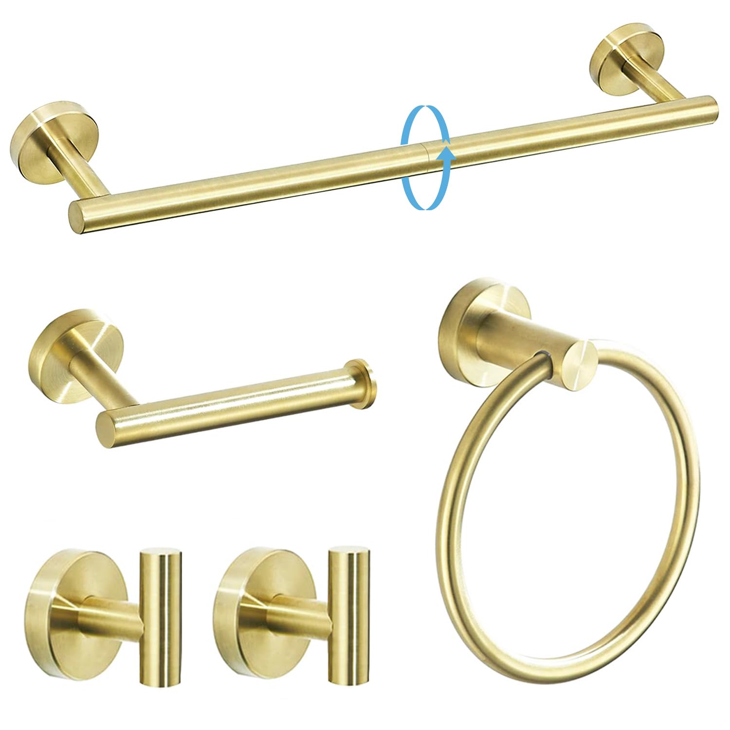 Set Aus Fünf Badezimmeraccessoires Aus Edelstahl, Goldfarben (24-zoll-wandhalterung)