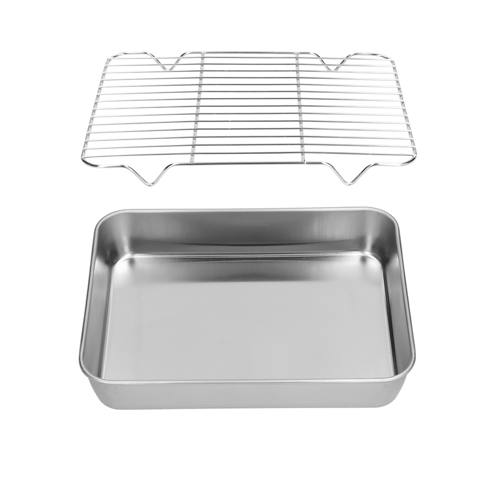 Leicht Zu Reinigende Rechteckige Edelstahl-bratform Mit Rost, 23,5 X 17,5 X 5 Cm / 9,3 X 6,9 X 2 Zoll.