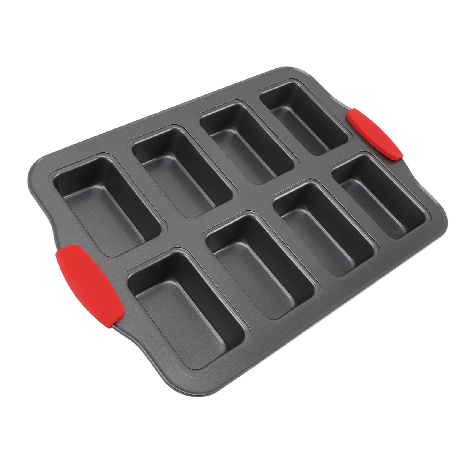 8-teilige Mini-kuchenform Aus Antihaftbeschichtetem Kohlenstoffstahl, Rechteckig, Mit Silikongriff, Ideal Für Brownies Und Käsekuchen.