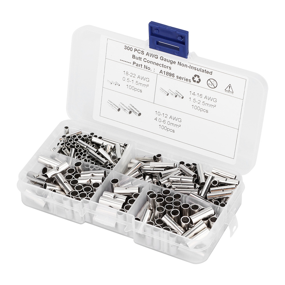 Set Mit 300 Unisolierten Kupfer-stoßverbindern, Verzinnten Crimp-anschlüssen, Für Boote Und Autos