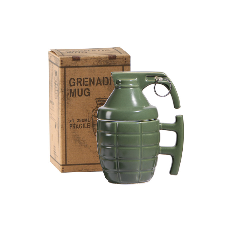 Fabrikgroßhandel Mit Individuell Gestalteten, Kreativen, Granatapfelförmigen Kaffeetassen, Lustige Rote Keramiktasse Mit Deckel (grün, 301-400 Ml)