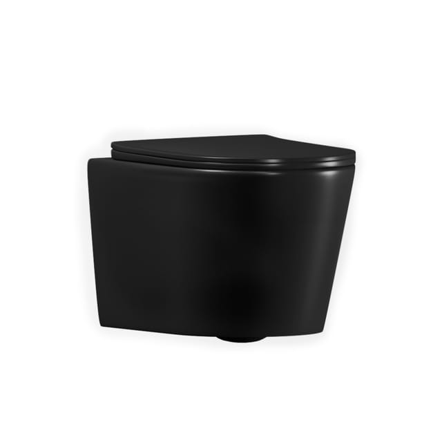 Tornado Rimless Wand-wc 53,5 Cm Ohne Flansch Mit Softclose-sitz, Tornado Flush-effekt, Mattschwarz (ce142010rtorpbkm)