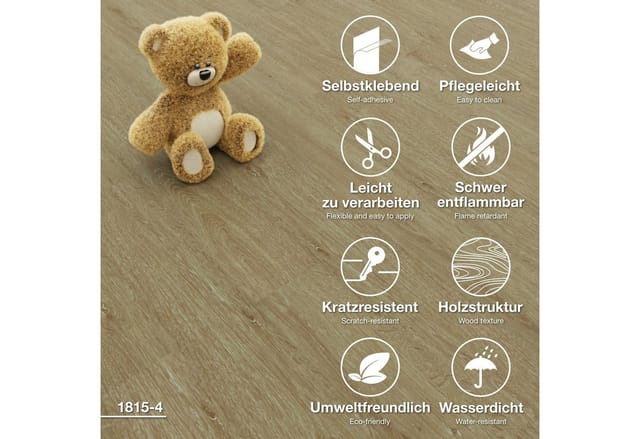 Hexim - Vinyldielen 0,97m² selbstklebend pvc Wandverkleidung Bodenbelag Holzoptik 91x15cm Paneele: 7 Dielen / 0.97 m², 1815-4 Rustic Maple