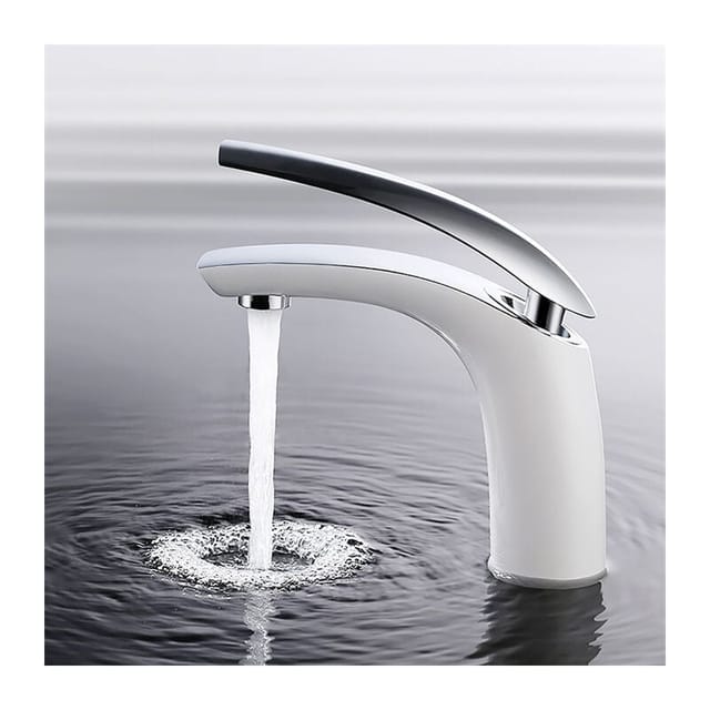 Sjqka - Badarmatur Weiß Waschtischarmatur Waschbeckenarmatur Wasserhahn Bad Mischbatterie Bad Armatur Einhebelmischer für Badzimmer Weiß