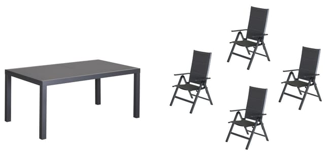 Garten-Essgruppe Fano 4 Personen mit ausziehbarem Tisch und klappbaren Stühlen Essplatz Set - Primaster