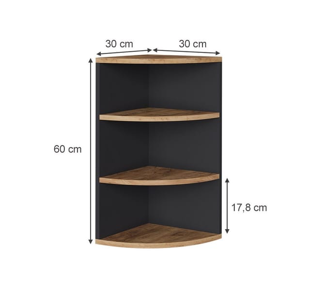 Vicco - Eckregal Ecki, Anthrazit/Goldkraft Eiche, 30 x 60 cm