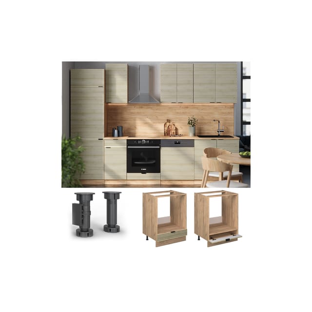 Vicco - Herdumbauschrank Fame-Line, Eiche Paneel, 60 cm ohne Arbeitsplatte
