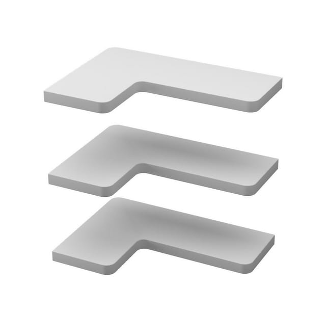 Eckregal Curva, Weiß, 40.5 x 2.5 cm 3er Set, Vicco