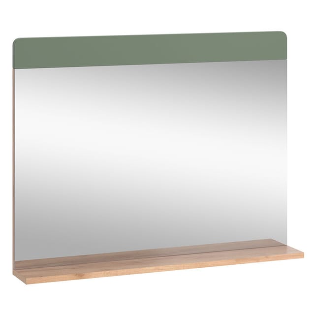 Vicco - Badezimmerspiegel Izan, Goldkraft Eiche/Grün, 80.1 x 62 cm mit Ablage