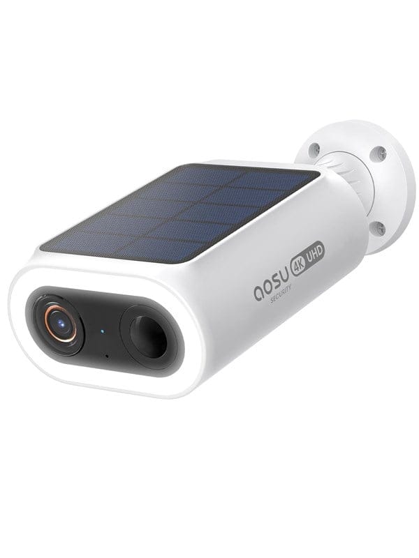 AOSU 4K 8MP Überwachungskamera Aussen Solar Akku [2025 Neust UHD K.I. Version Integrierte Solarplatte] Smarte Person-/Auto-/Tier-/Zaunerkennung PIR