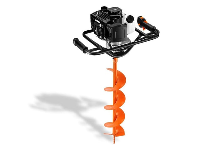 FUXTEC Benzin Erdbohrer FX-EB143ECO, Erdlochbohrer inkl. 2 Bohraufsätzen, 42,7 cm³, 100/150 mm Bohrer, Fliehkraftkupplung, ergonomische Konstruktion,
