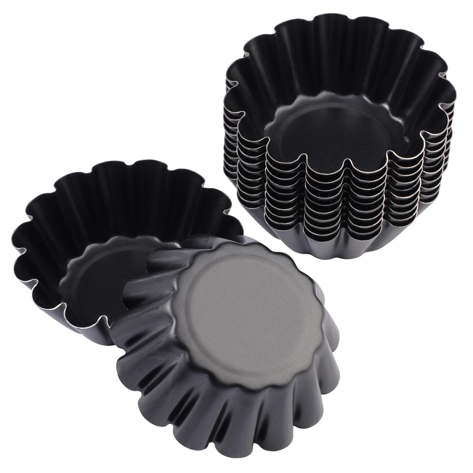 12 Mini Tartlets Formen 6,35 Cm Kohlenstoffstahl Antihaftbeschichtung Für Gleichmäßiges Backen - 12 Stück Wiederverwendbar Für Kuchen Cupcakes Muffins Pudding