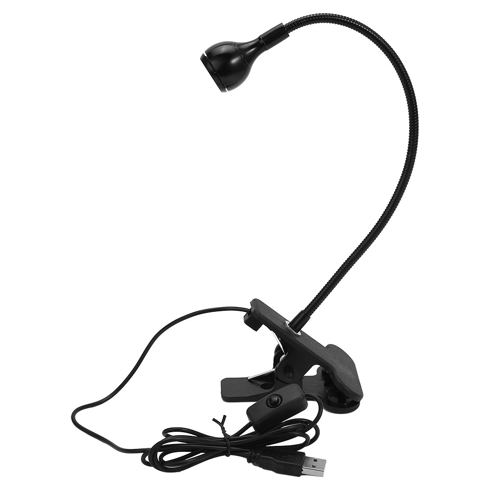 Tragbare, Flexible Led-leselampe Mit Schwanenhals Und Usb-anschluss, Computerklemme, Kaltweißes Licht, 1 W, Schwarz
