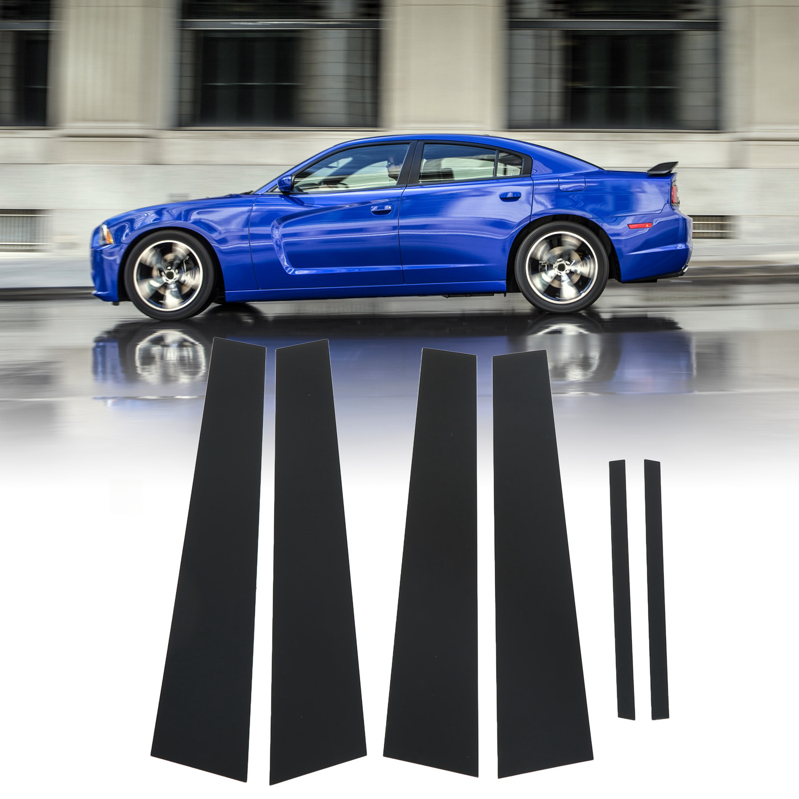 Glänzend Schwarze Zierleistenaufkleber Für Die Seitentürsäulen Des Dodge Charger (2011–2021)