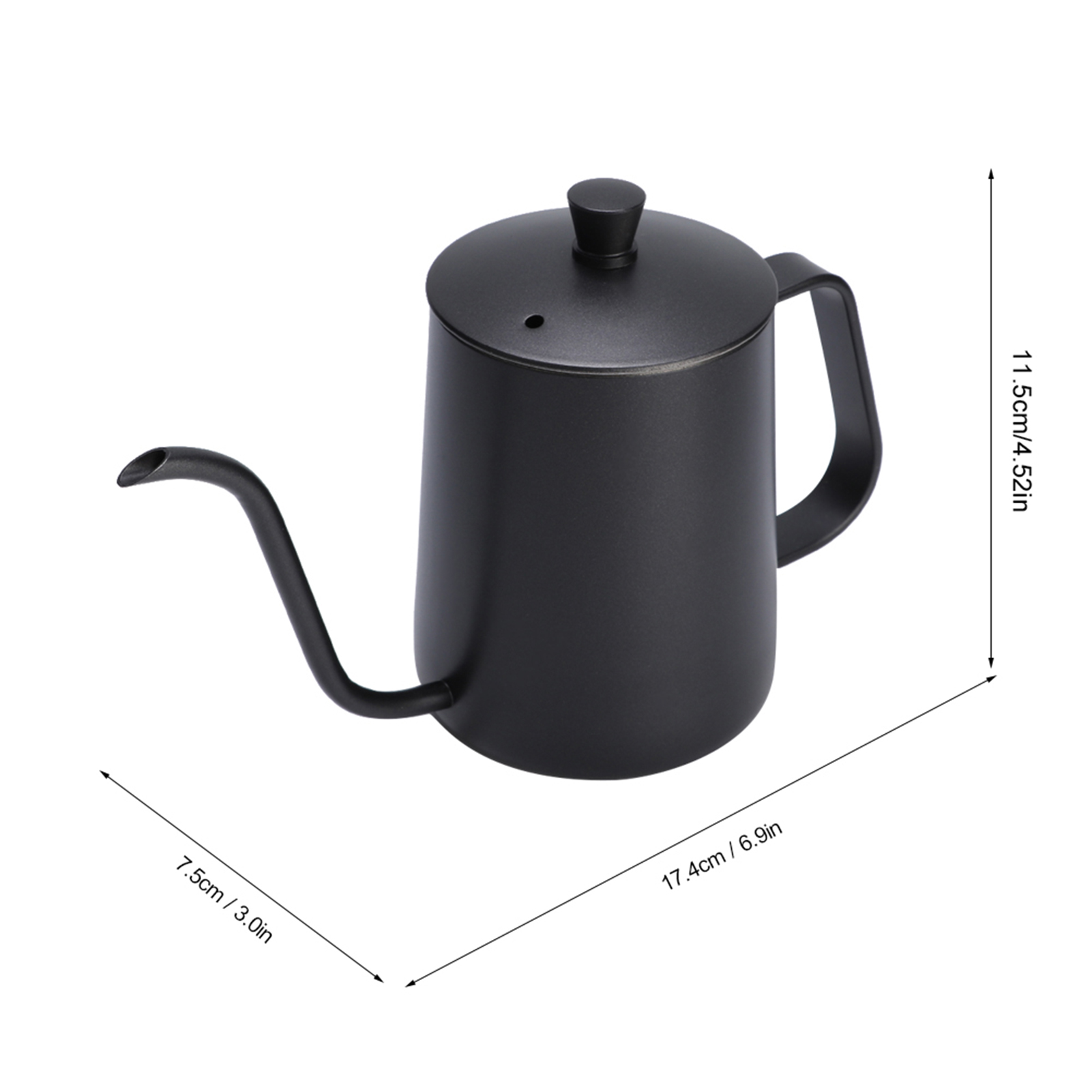 Edelstahl-wasserkocher Mit Schwanenhals Für Filterkaffee, Langer Und Schmaler Ausguss (350 Ml)