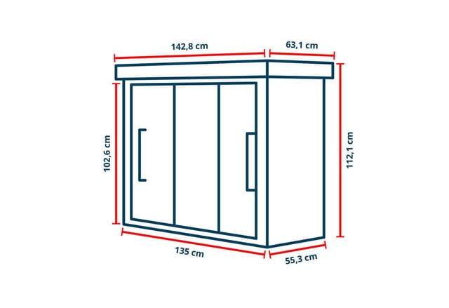 GFP Primeyard Geräteschrank Metall 135x55x112 cm Gartenschrank Schiebetür anthrazit inkl. Fußboden