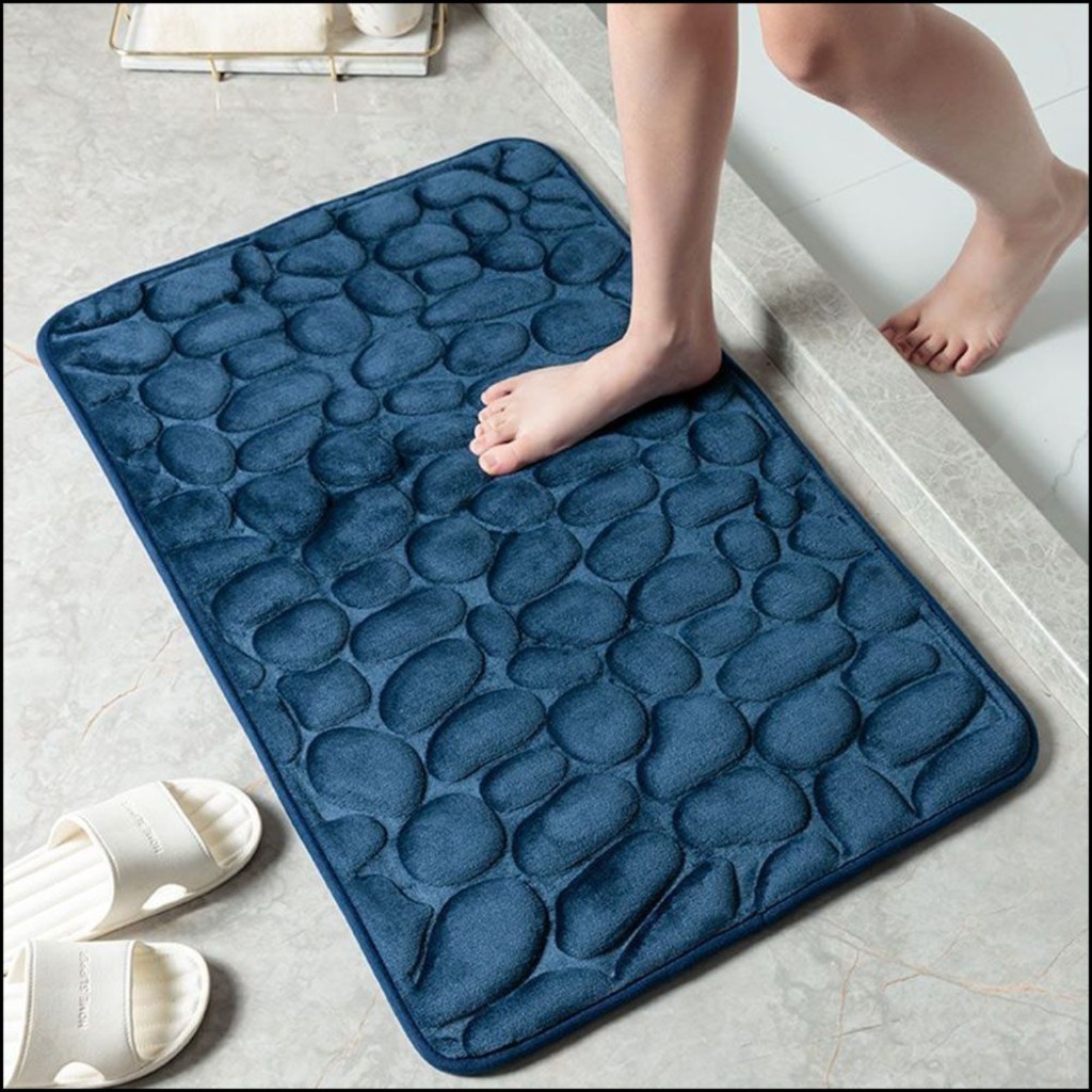 Komfortable Badematte Aus Memory-schaum, Kopfsteinpflaster-optik, Extrem Saugfähig, Maschinenwaschbar, Rutschfest, Weich, Steinwaffelstruktur, Dick, Für Den Duschboden.