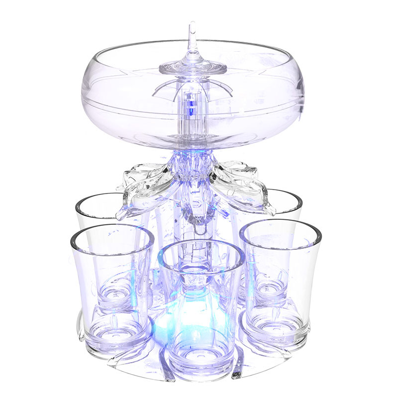 Fallfester Weinausschank Der Zweiten Generation, Sechs Becher, Mit Weißwein-bypass-funktion Und Cocktailbeleuchtung (transparenter Lichtteil, Weinausschank + 6 Becher).
