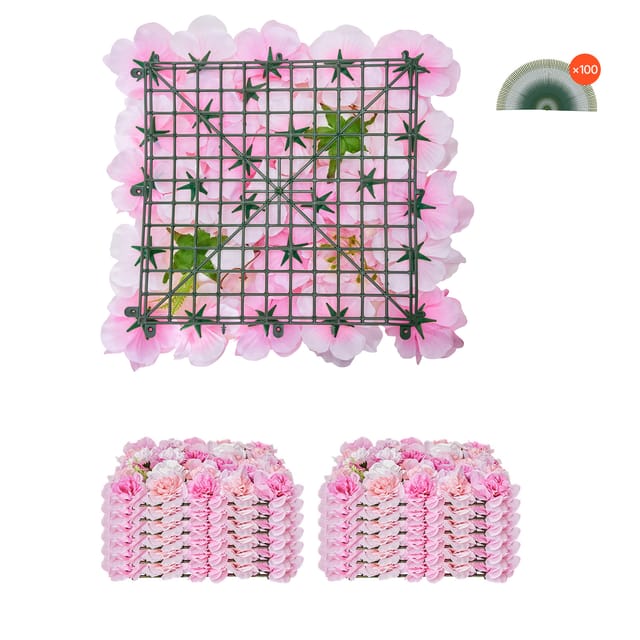 3d-blumen-wandpaneel, 12 Stück, 38,1 X 38,1 Cm, Künstliche Blumen-netzmatte, Nahtloses Design, Einfache Installation Für Hochzeit, Zuhause, Party-dekoration, Rosa - Mophorn