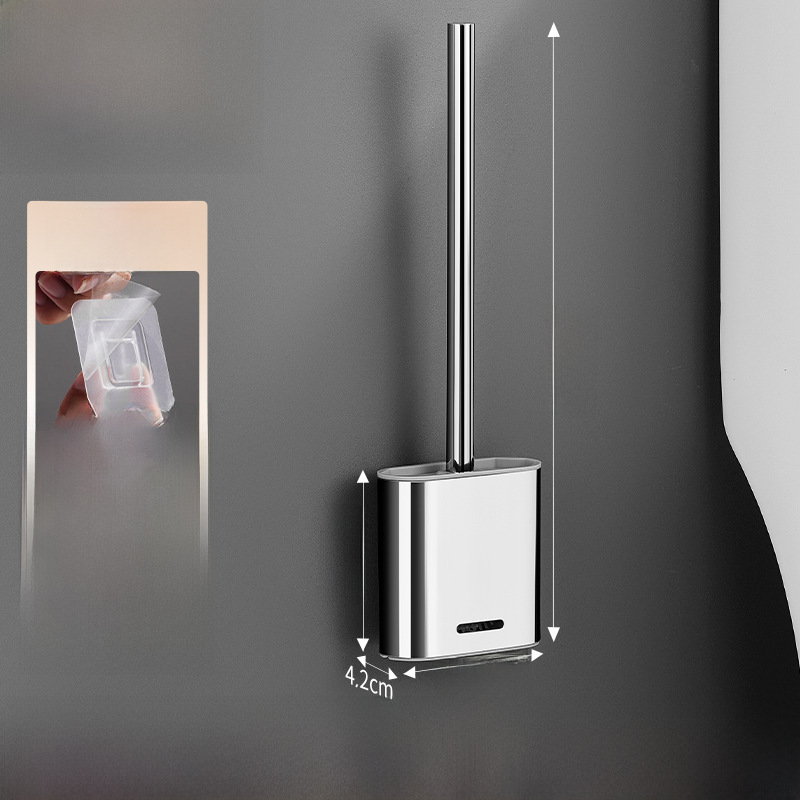 Toilettenbürste Aus Edelstahl 304 Für Den Heimgebrauch, Erreicht Mühelos Alle Ecken, Zur Wandmontage Im Badezimmer, Kein Bohren Erforderlich (leichte Toilettenbürste [1 Stück])