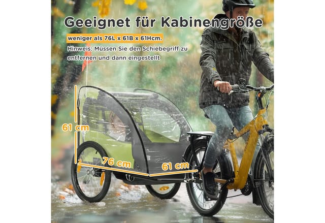 HOMCOM Regenschutz für Fahrradanhänger, Regenüberzug, Regenverdeck für Handwagen, Kinderanhänger, Regenschutzhülle mit Klettverschluss, Transparent