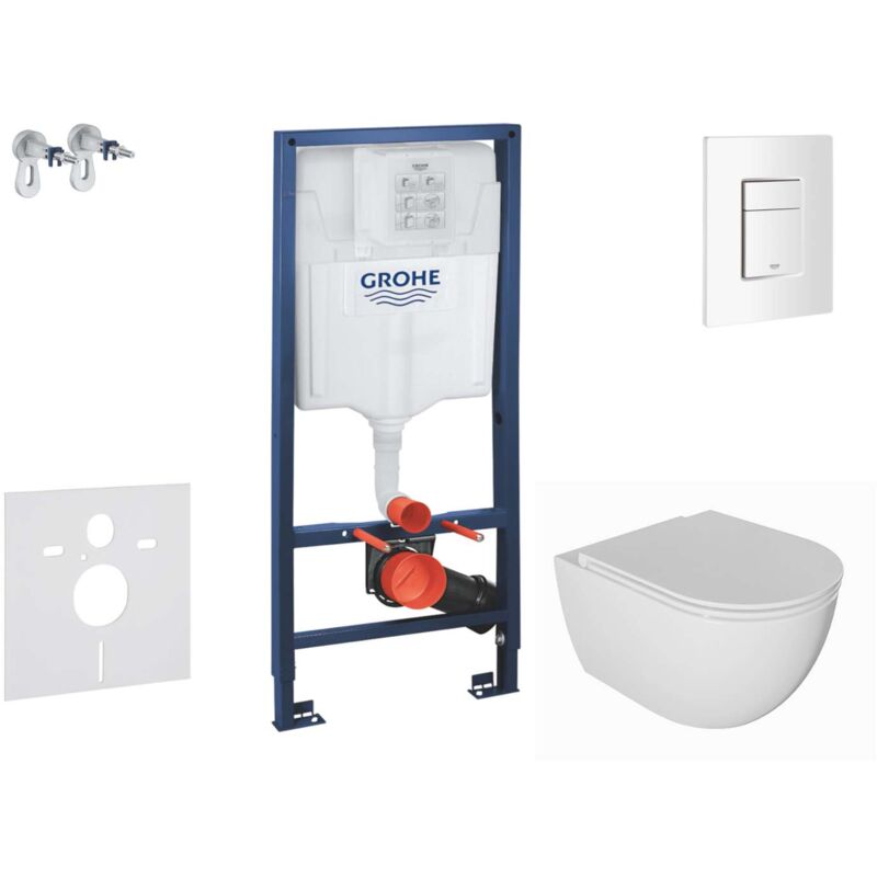 Rapid Sl - Set Vorwandelement, Wc Oudee Mit Softclose-sitz Und Skate Cosmopolitan-betätigungsplatte, Alpinweiß Sani11ba3101 - Grohe