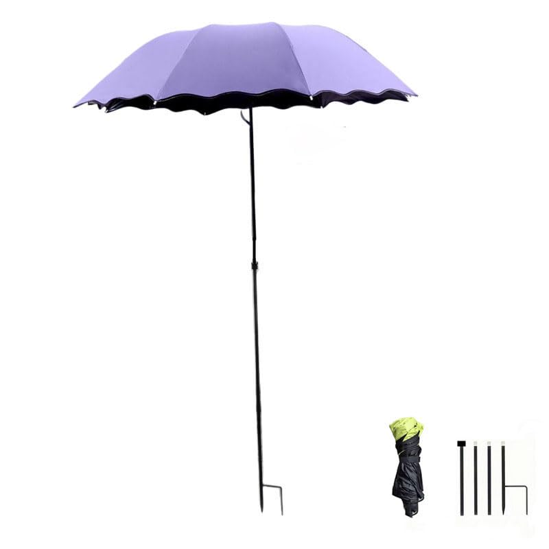 Sonnenschirm Für Den Außenbereich, 125 X 95 Cm, Mit Uv-schutz Lsf 50+ – Faltbares Modell Für Reisen, Ideal Für Terrasse, Balkon, Strand, Picknick, Garten, Park, Lila