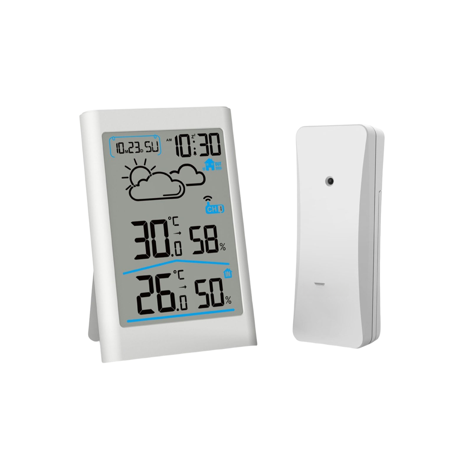 Innen- Und Außenthermometer Für Zuhause, Drahtlose Wetterstation, Großes Lcd-display, Wettervorhersage, Elektronischer Wecker