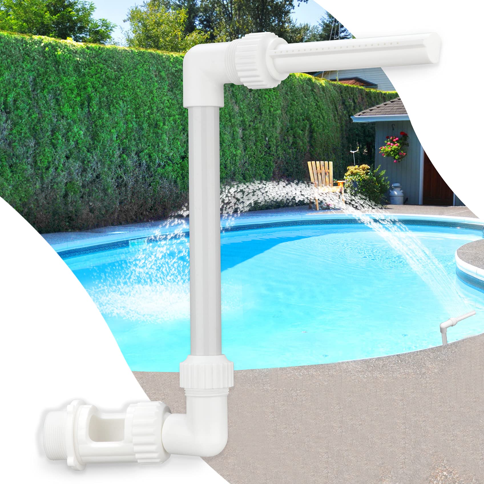Klleyna Doppelstrahl-wasserfontäne Für Pools Und Teiche – Zubehör Für Aufstell- Und Einbaupools – Wasserfallkühler, Verstellbare 2-in-1-düse, Hochdruck-teichbelüfter, Dekorativer Gartenbrunnen