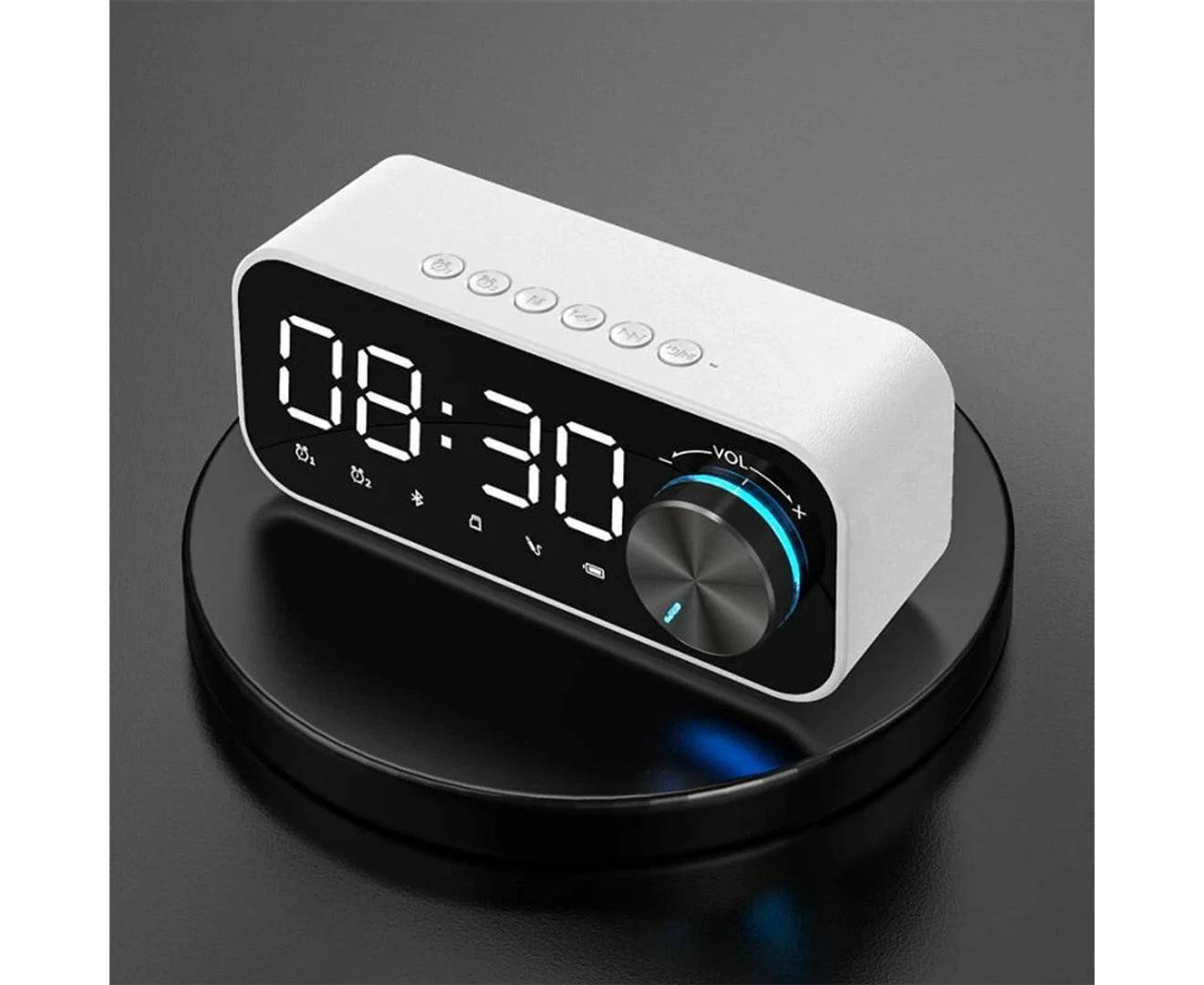Multifunktionaler Bluetooth 5.0-lautsprecher Mit Subwoofer Und Led-wecker – Usb-stromversorgung – Weiß