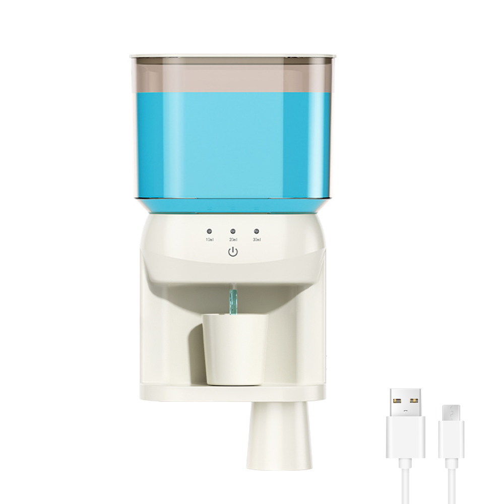 Automatischer, Berührungsloser, Wandmontierter Mundspülspender Mit 2 Magnetischen Bechern, 3 Einstellbaren Dosierstufen, Wasserdicht Und Nachfüllbar. Elektrischer Mundspülspender Fürs Badezimmer.