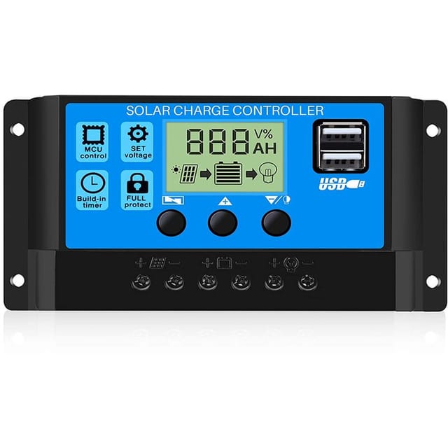 30 A 12 V/24 V Solarpanel-laderegler, Intelligenter Batterieregler Mit 5 V Dual-usb-anschluss, Lcd-display (30 A)