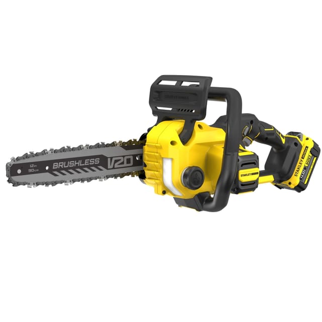 Fatmax, SFMCCS730M1, Akku-Kettensäge 30cm Brushless, Schneiden von of Holz und Baumschnitt, inkl. V20 4.0Ah Akku, Schnellladegerät, sicher und