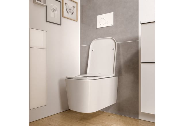 Wc wandhängend Bernstein lavoa spülrandlos inkl. WC-Sitz mit Absenkautomatik Weiß glänzend
