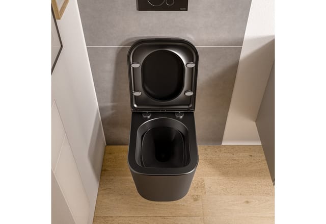 Wc wandhängend Bernstein lavoa spülrandlos inkl. WC-Sitz mit Absenkautomatik Schwarz matt