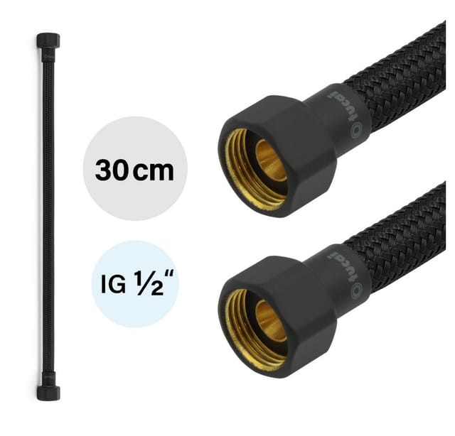 Flexschlauch DN8 ig/ig 1/2' -300mm Schwarz Schwarz Matt