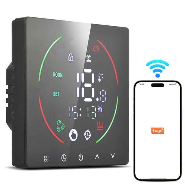 Smart-thermostat, 16a-thermostat Für Fußbodenheizung, Ac90-240v-fernbedienung, Timer-einstellungen, Ip20-led-anzeige, Programmierbar Für Das Büro